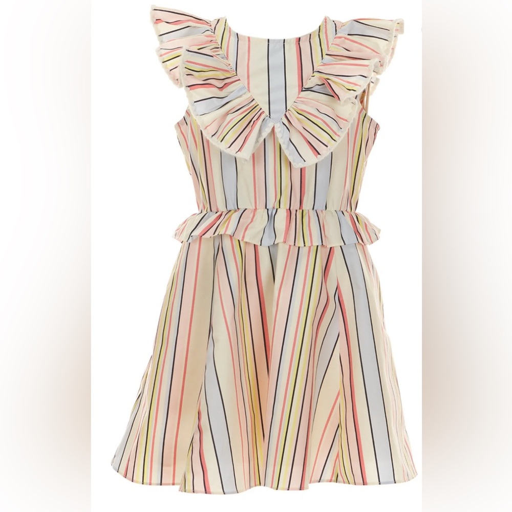 a loves a Girls Size L (12/14) Striped Ruffle Dress with two side Pockets – NWT
